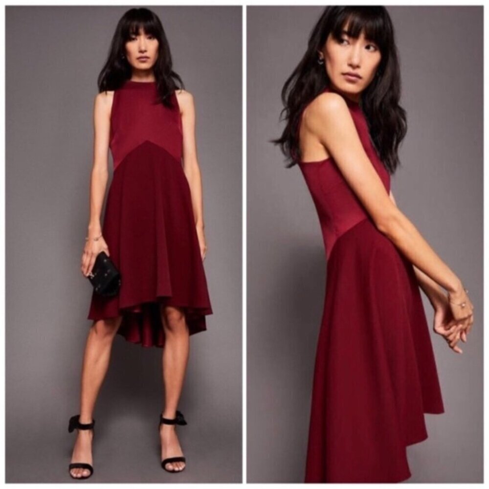 Ted Baker London High Low Burgundy Kandal Dress Size 3